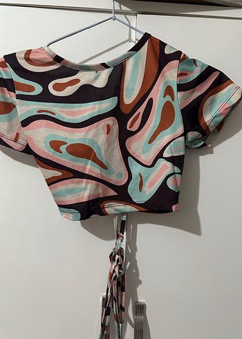 Renkli Tie-Dye Desenli Mini Bluz