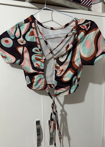 Diğer Renkli Tie-Dye Desenli Mini Bluz