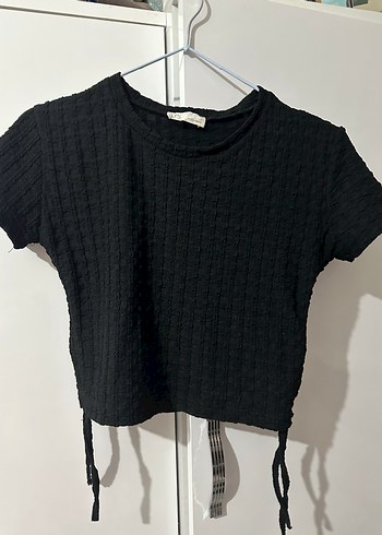 Trendyol & Milla Siyah Örgü Kısa Kollu Crop Top