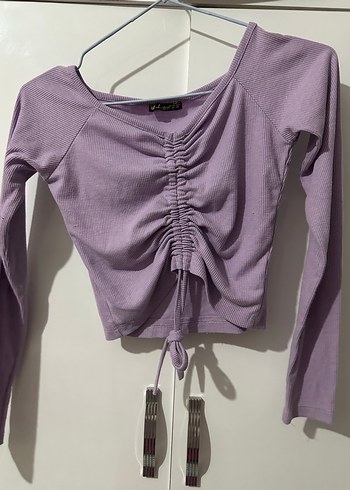 Diğer Uzun Kollu Mor Crop Top