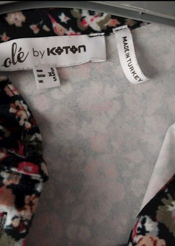 s Beden çeşitli Renk Çiçek Desenli Fırfırlı V Yaka Uzun Kollu Bluz