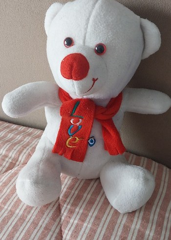 Beyaz Peluş Ayıcık, Renkli Atkılı