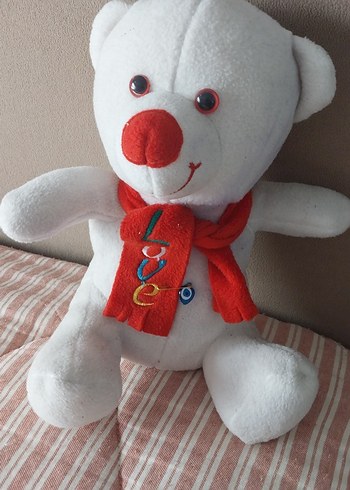 Hello Kitty Beyaz Peluş Ayıcık, Renkli Atkılı