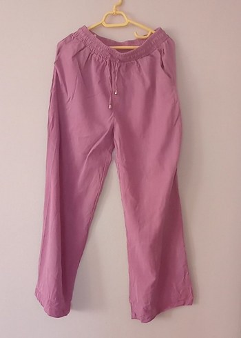 Pembe Midi Kadın Rahat Kesim Kumaş Pantolon