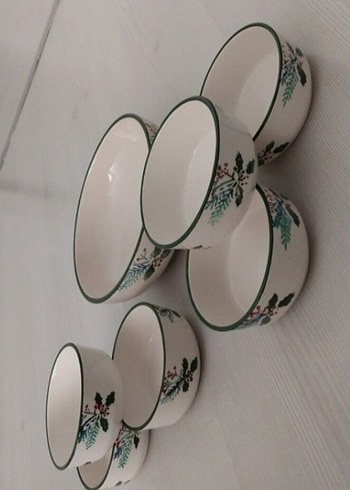 Nakış Desenli Beyaz Seramik Kase Seti - Görsel 5