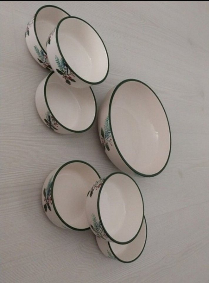 Nakış Desenli Beyaz Seramik Kase Seti - Görsel 4