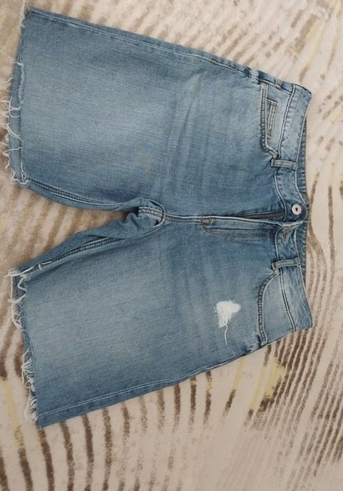 Düğmeli Gri Kadın Denim Mini Şort - Görsel 5