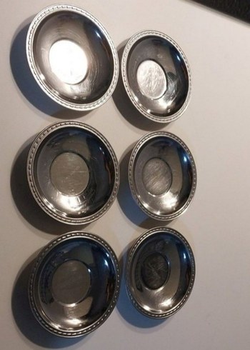 Gri Parlak 6 Parça Metal Tabak Seti - Görsel 3