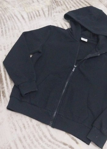 Erkek Kapüşonlu Siyah Fermuarlı Sweatshirt - Görsel 2