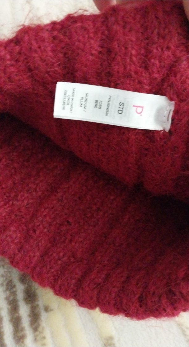 Bordo Örgü Kadın Bere Ponponlu - Görsel 3