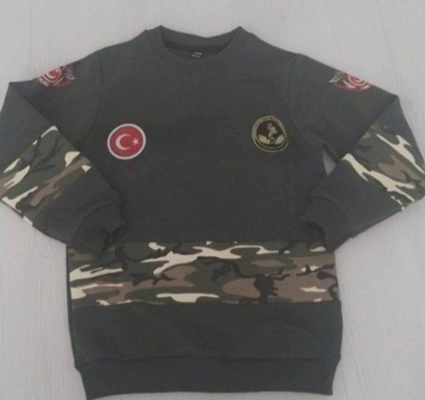 Erkek Çocuk Kamuflaj Desenli Gri Sweatshirt - Görsel 3