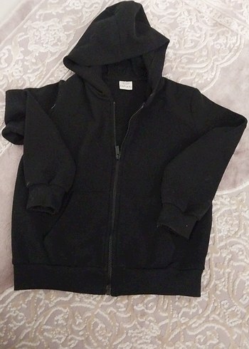 Siyah Kapüşonlu Fermuarlı Erkek Çocuk Sweatshirt - Görsel 2