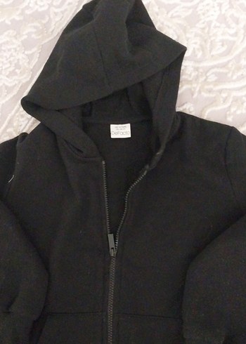 Siyah Kapüşonlu Fermuarlı Erkek Çocuk Sweatshirt - Görsel 5