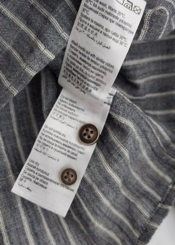 Gri Çizgili Uzun Kollu Erkek Keten Gömlek - Görsel 4