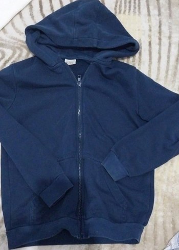 Erkek Çocuk Lacivert Kapüşonlu Fermuarlı Sweatshirt - Görsel 2