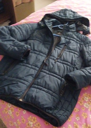 Erkek Lacivert Kapüşonlu Fermuarlı Mont - Görsel 5