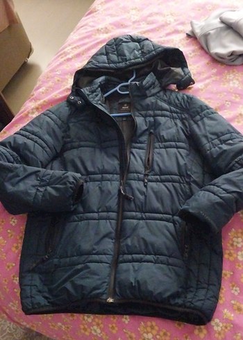 Erkek Lacivert Kapüşonlu Fermuarlı Mont - Görsel 4