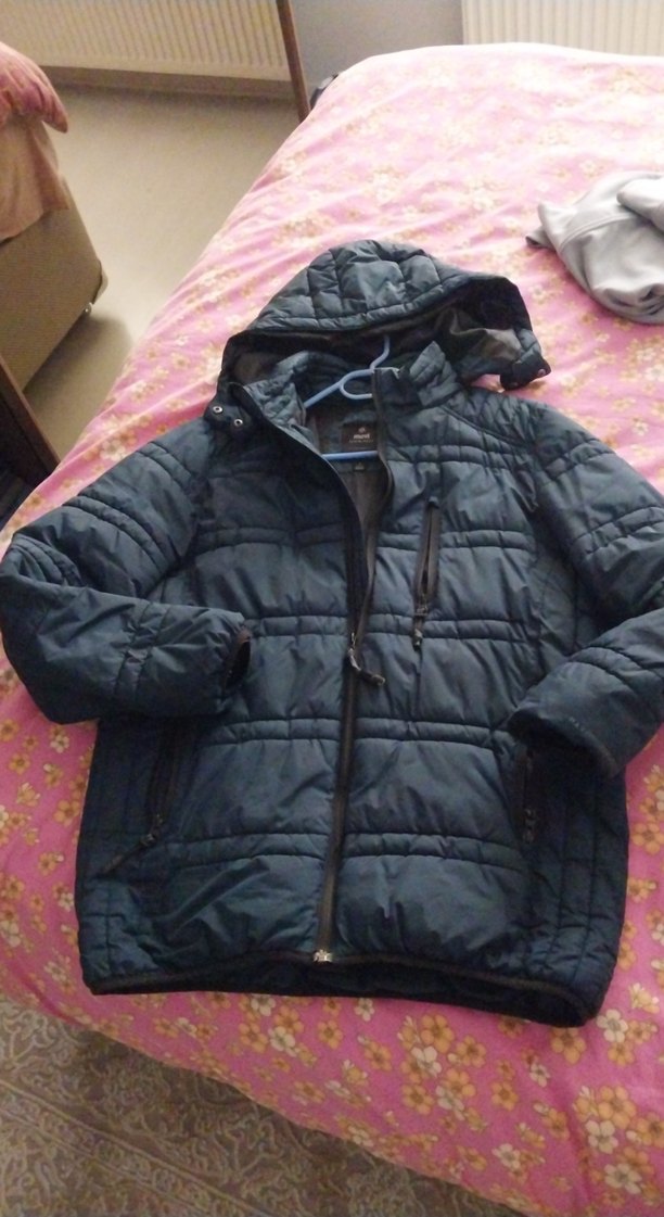 Erkek Lacivert Kapüşonlu Fermuarlı Mont - Görsel 3