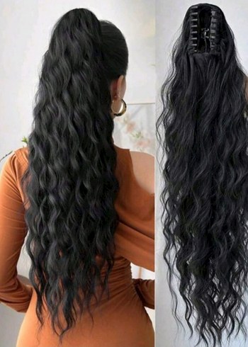 Siyah İpek Görünümlü Bohem Saç Aksesuarı - Görsel 5