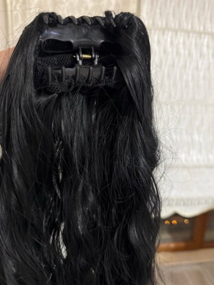 Siyah İpek Görünümlü Bohem Saç Aksesuarı - Görsel 4