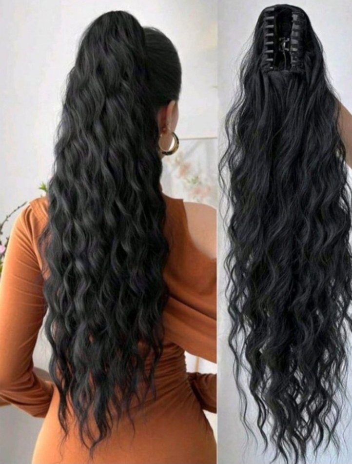 Siyah İpek Görünümlü Bohem Saç Aksesuarı - Görsel 5