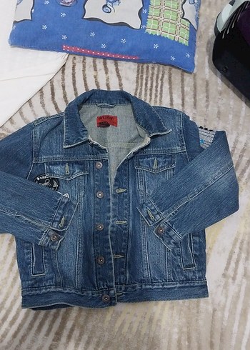 9 Yaş Beden mavi Renk Düğmeli Kot Ceket, Sokak Stili
