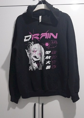 m Beden siyah Renk Siyah Baskılı Uzun Kollu Goth Sweatshirt