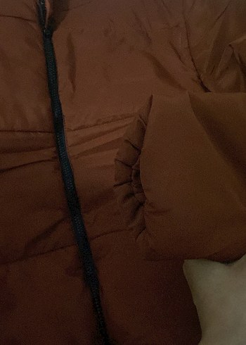 Diğer Kahverengi Fermuarlı Kadın Crop şişme mont