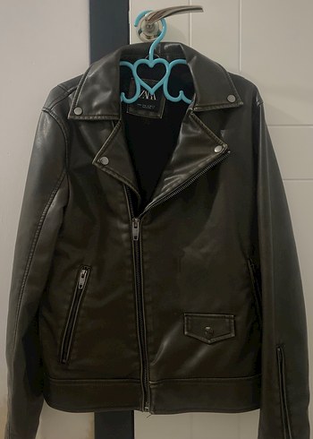 ZARA HAKİ Biker Deri Ceket