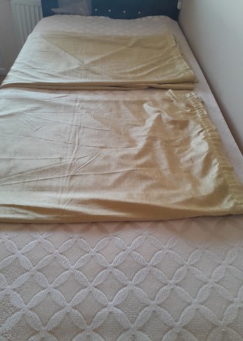 Bej Parlak saten fon perde - Görsel 4