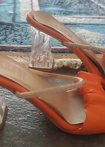 turuncu Pilili Kadın Yüksek Topuklu Terlik - Görsel 2