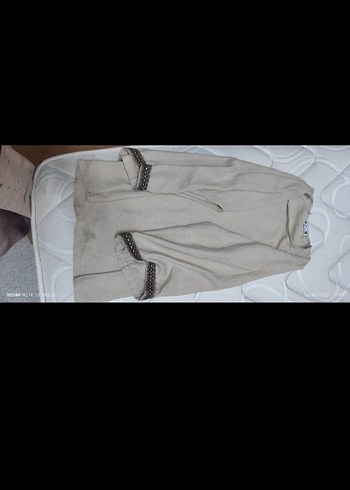 Nakışlı Bej Bohem Keten Pantolon - Görsel 2