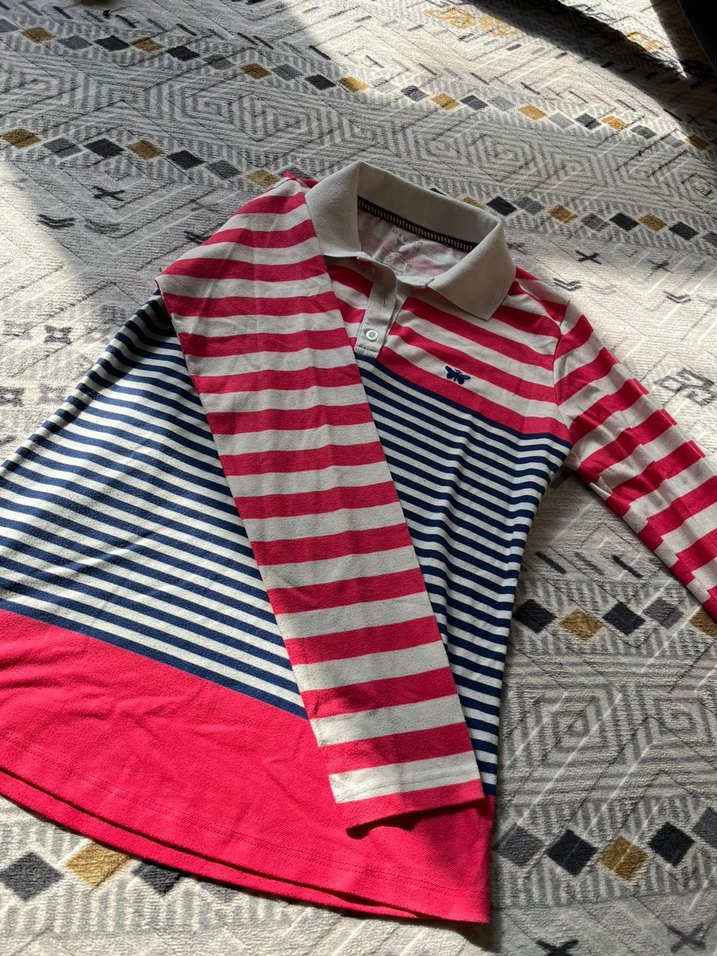 Renkli Çizgili Kısa Kollu Polo Tişört - Görsel 2