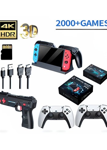 Nintendo M20 Pro Taşınabilir Retro Atari, IPS 7Inç Ekran,Çift Kol+Tabanca