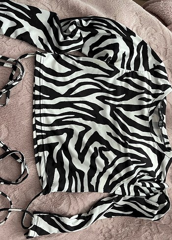 Zebra Desenli Strappy Bluz