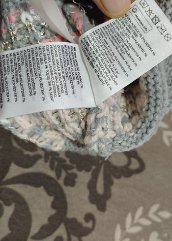 Bohem Gri Örgü Kız Panço - Görsel 3