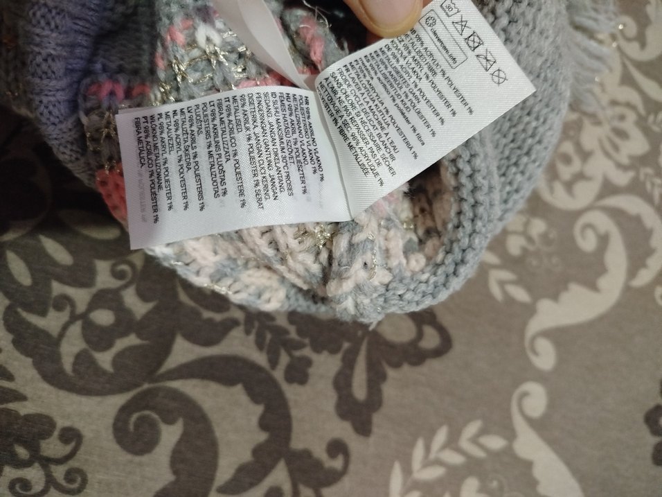 Bohem Gri Örgü Kız Panço - Görsel 3