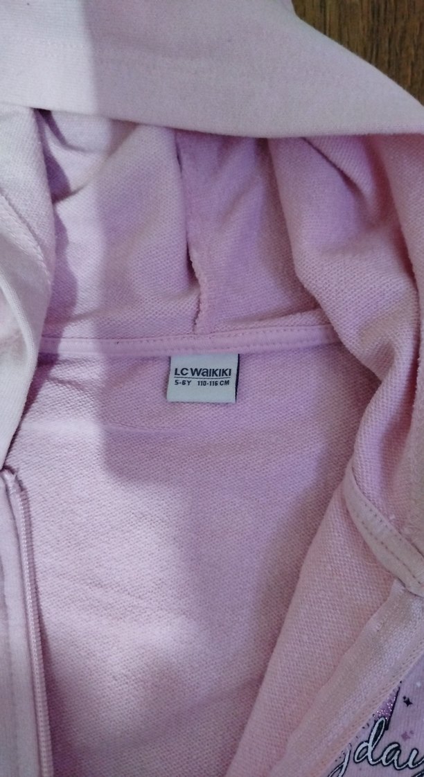 Kız Çocuk Kapüşonlu Fermuarlı Pembe Yelek - Görsel 2