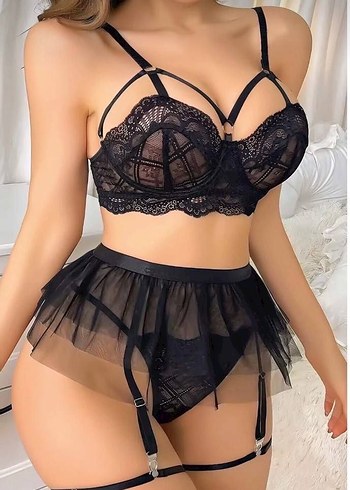 Dantel İşlemeli Siyah Straplez Goth Büstiyer - Görsel 2