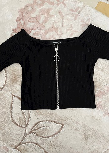 Siyah Fermuarlı Kısa Goth Kadın body