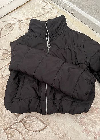m Beden Siyah Fermuarlı Kadın Kışlık Mont