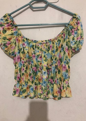 Bohem Renkli Mini Bluz Fırfırlı