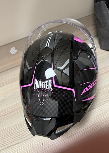 Pembe Baskılı Parlak Biker Motosiklet Kaskı AXOR - Görsel 3