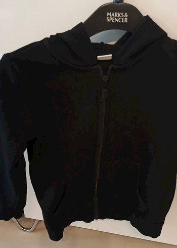 7 Yaş Beden siyah Renk Erkek çocuk Siyah Fermuarlı Kapüşonlu Sweatshirt