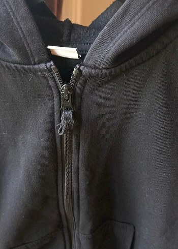 Erkek çocuk Siyah Fermuarlı Kapüşonlu Sweatshirt