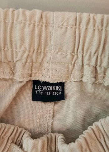 7 Yaş Beden Bej Erkek Çocuk Keten Bol Kesim Pantolon