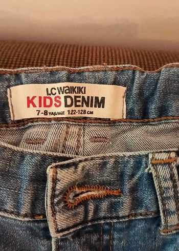 6 Yaş Beden Kadın Gri Mavi Kemerli Denim Pantolon