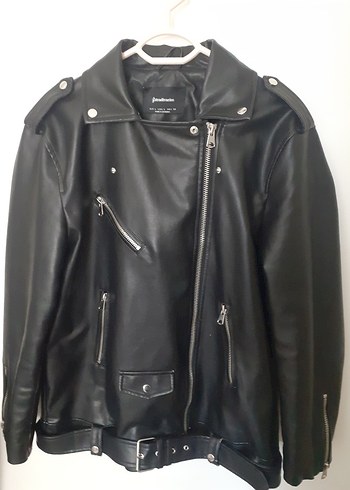 Stradivarius Stradivarius Oversize Deri Biker Ceket