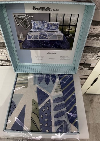 Özdilek Natural Patch Mavi Gri Pike Takımı - Görsel 3