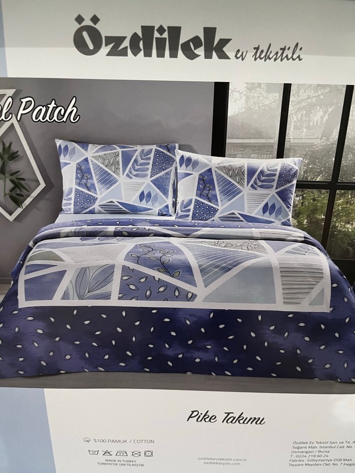 Özdilek Natural Patch Mavi Gri Pike Takımı - Görsel 4